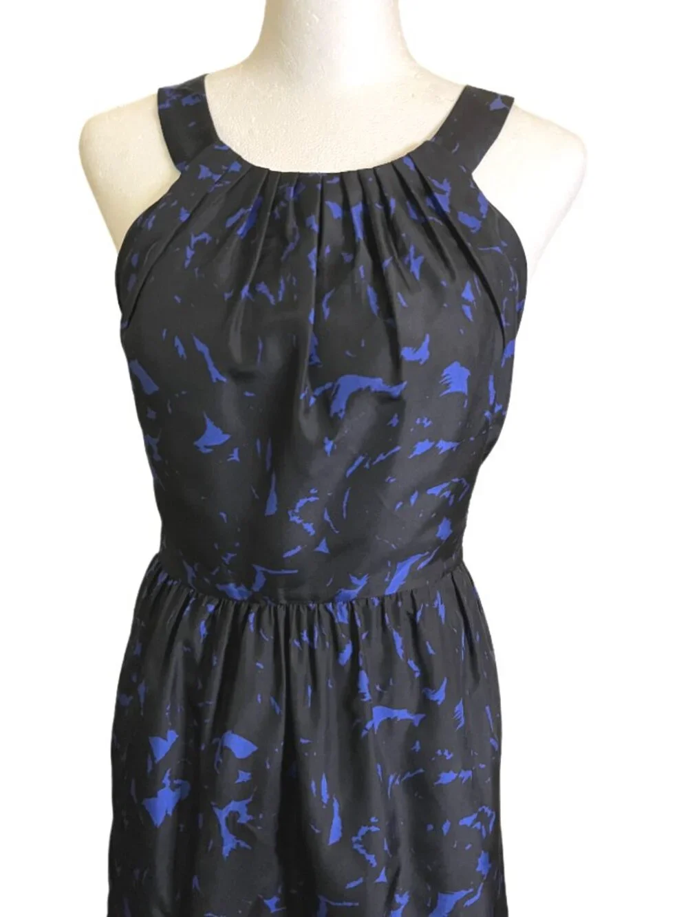 J.Crew Collection 100% Silk Sleeveless Black/Blue Lined Knee Length Dress Size 4